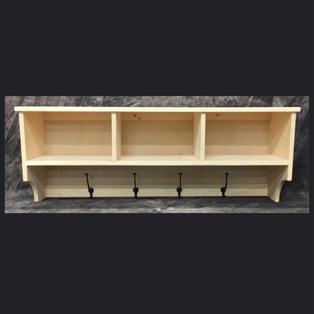 4 ft wide Overhead Cubbies with Hooks Country Cottage Furniture